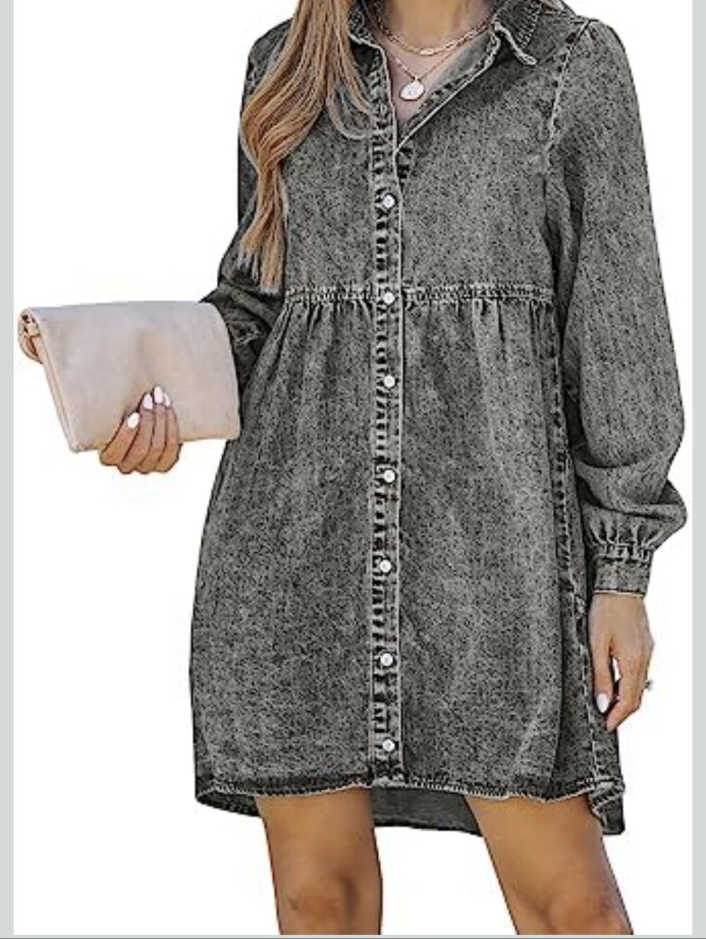 Lightweight Black Denim Above The Knee XL Dress